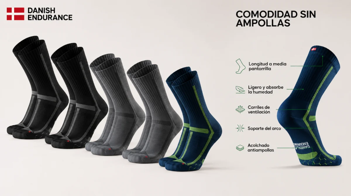 Adiós a las rozaduras: 5 pares de calcetines altos DANISH ENDURANCE para running por sólo 25,95€ (-44%)