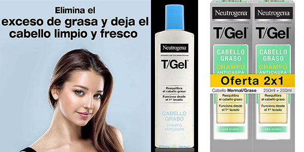 Pack x2 Champú anticaspa Neutrogena T/Gel de 250 ml por sólo 11,35€ (-34%)
