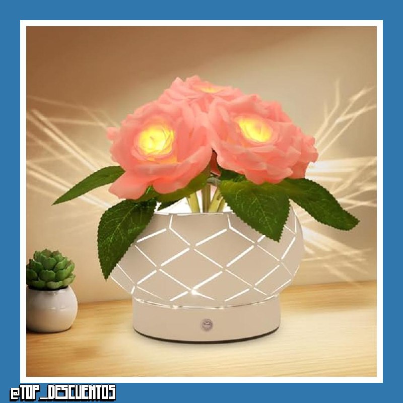 Regalos de cumpleaños para mujeres, lámpara de flores de rosas, lámpara táctil, luces alimentadas por pilas, luz nocturna pequeña de atenuación de 3 colores, regalos para mamá para el día de [Clase de