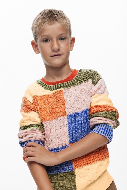 Desigual, Jersey punto parches, Algodon, 7/8