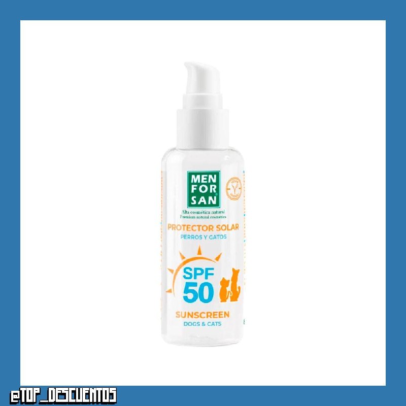 MENFORSAN Protector Solar Factor 50 para Perros y Gatos | Hidrata y Protege | Resistente al Agua | Protege de los Rayos del Sol | 60ml