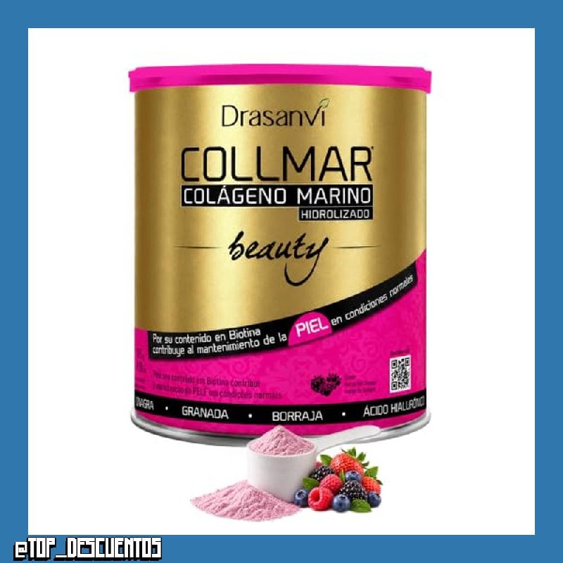 DRASANVI COLLMAR BEAUTY COLAGENO MARINO PARA LA PIEL, Colageno Hidrolizado con Vitamina C Natural, Biotina y Acido Hialuronico, Piel Bonita e Hidratada, Sabor Frutos del Bosque, 275 GR