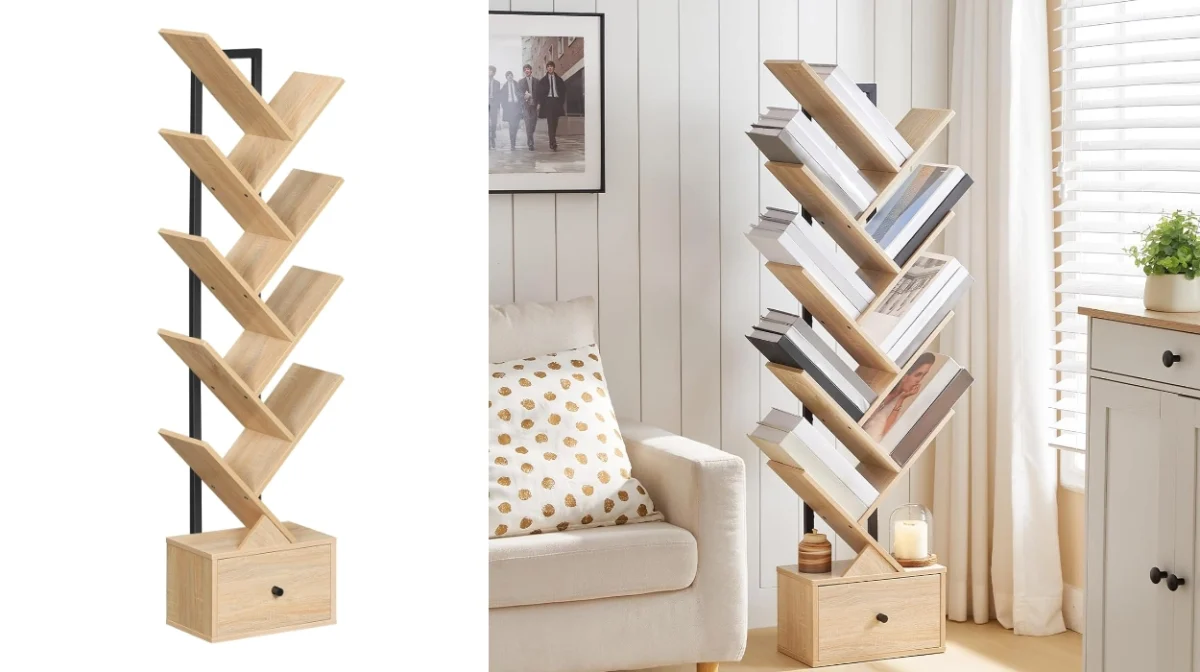 Ordena con estilo: Librería Hoobro en forma de árbol, 9 niveles y diseño vintage por menos de 40€