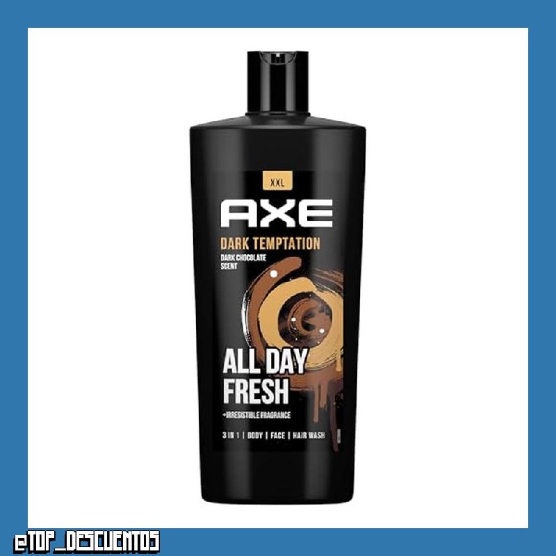 Axe Gel de ducha y champú Dark Temptation XXL 3 en 1 para una frescura duradera y fragancia después de la ducha dermatológicamente probado, 700 ml