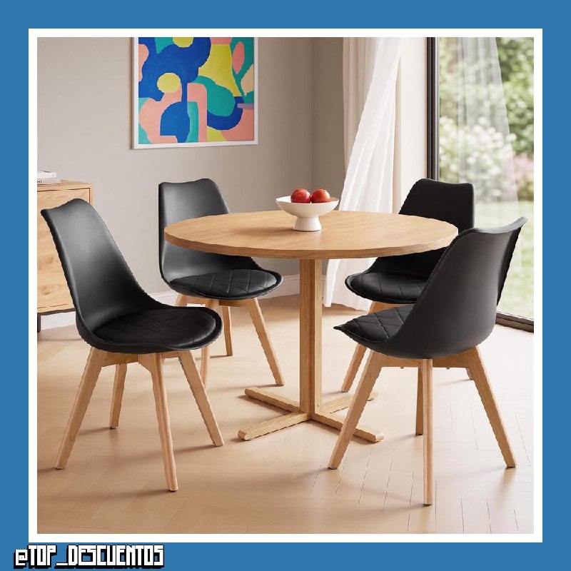 VASAGLE Sillas de Comedor, Asiento Acolchado, Set de 4, 46,5 x 57 x 79 cm
