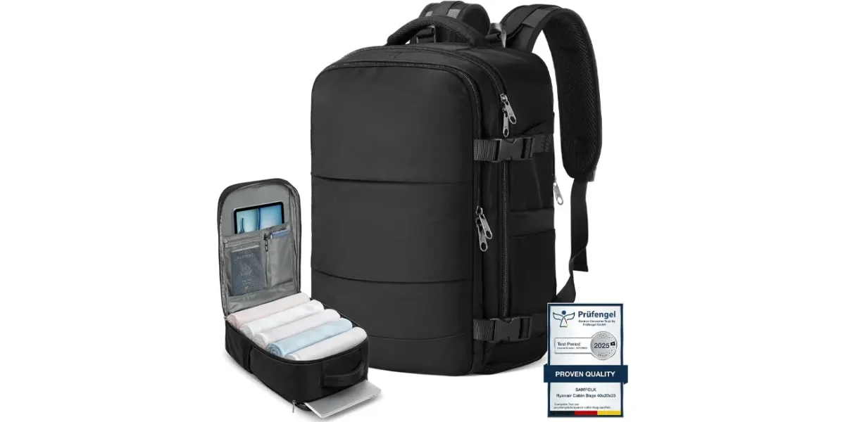 Mochila de viaje Samfolk con apertura tipo maleta por sólo 19,94€ (-31%)