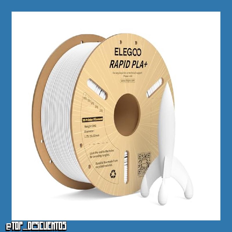 ELEGOO Filamento PLA+ de Alta Velocidad 1.75 1KG Blanco