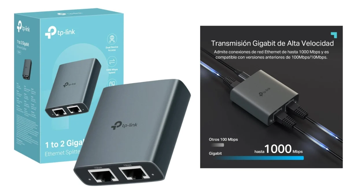 Switch Ethernet TP-Link EH210 de 1 a 2 puertos RJ45, gigabit hasta 1000 Mbps por sólo 10,99€ (44% de descuento)