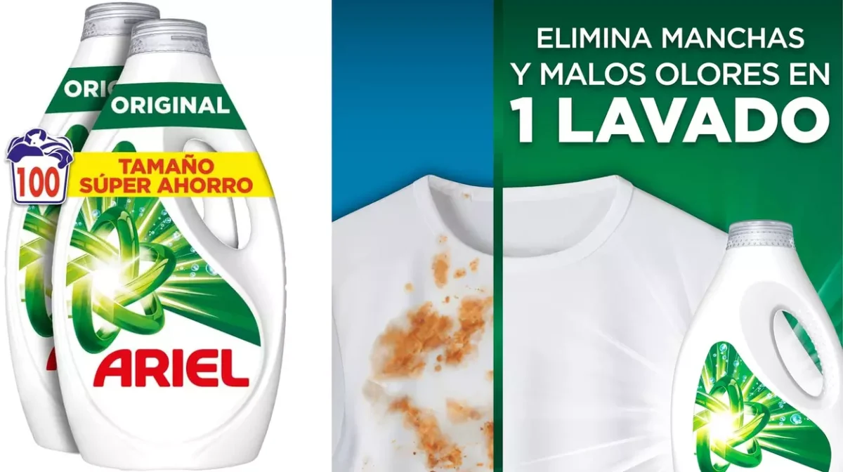 Ariel Detergente Lavadora Líquido de 100 lavados Limpieza mejorada para ciclos más fríos por sólo 22,99€ (26% de descuento)