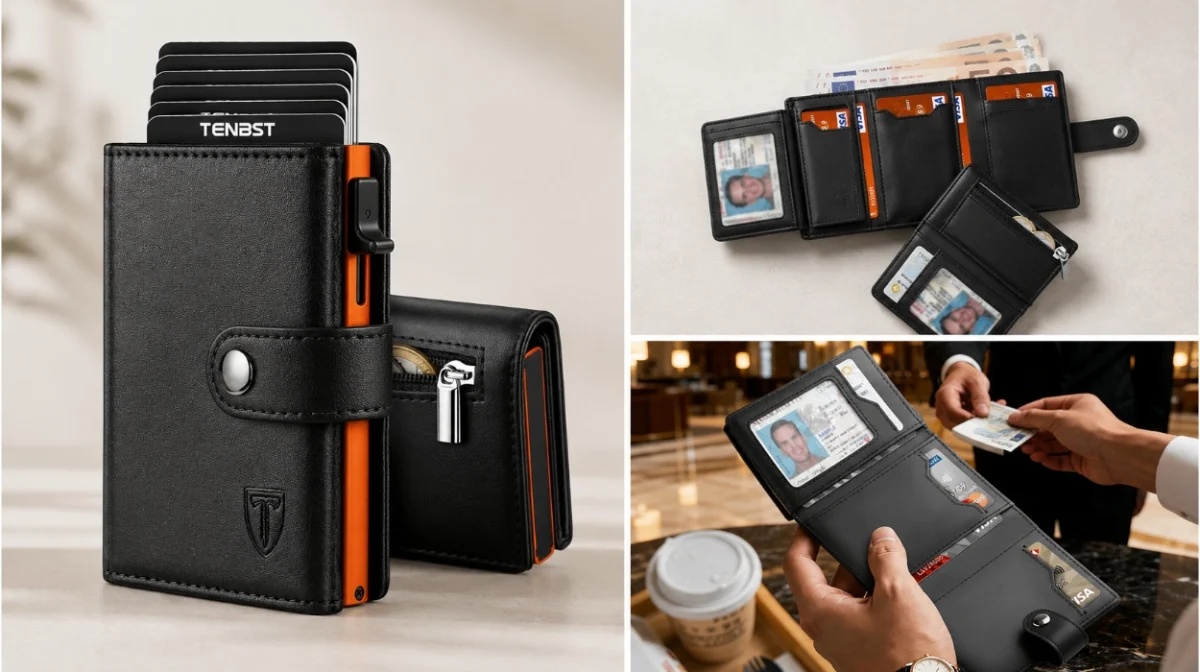 Cartera de cuero Tenbst para hombre con bloqueo RFID y diseño compacto por sólo 23,46€ (-41%)