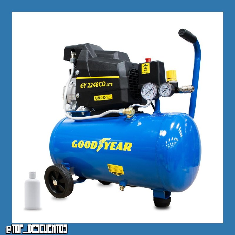 Goodyear - Compresor de Aire Eléctrico 24L 165 L/min 8 Bar 2 CV