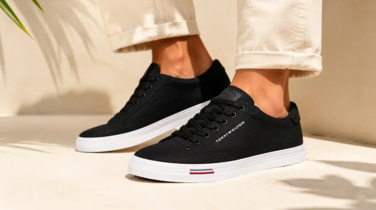 Zapatillas Tommy Hilfiger Vulc Core RWB para hombre en color negro por sólo 35,95€ con envío gratis (-55%)
