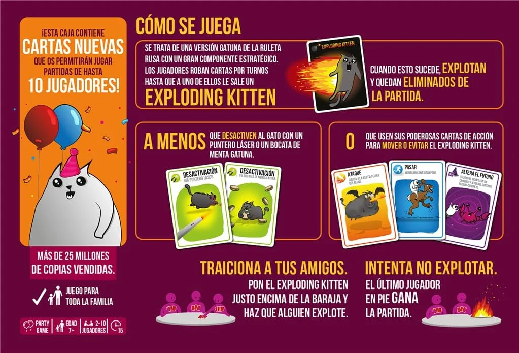 Asmodee Exploding Kittens Party Pack, Juego de Cartas de Estrategia por 18,74€ en Amazon
