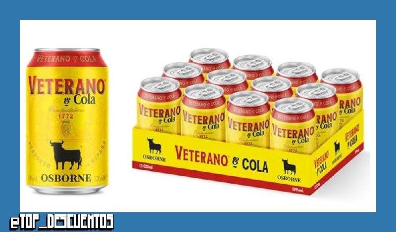 Veterano & Cola Ready to Drink - Pack de 12 Latas de Combinado Listo, 33 cl