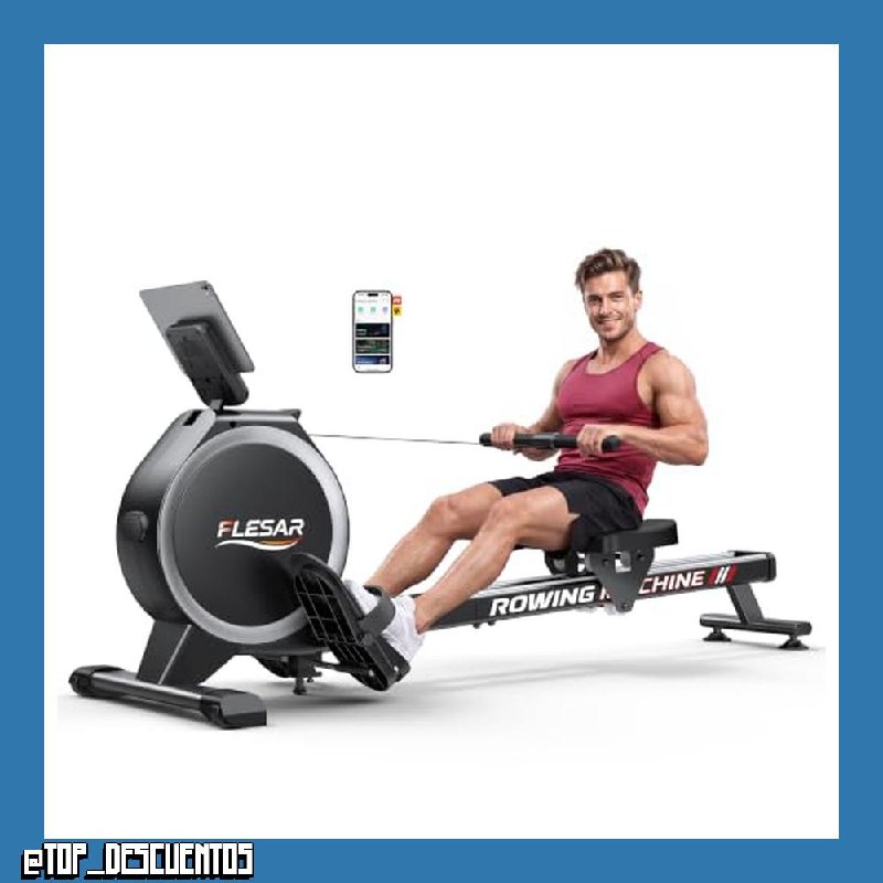 2026 Flesar Máquina de Remo para Casa, 16 Niveles de Resistencia, Compatible con App, Pantalla LCD, Transmisión por Correa Ultrasilenciosa, Doble Riel Estable, Capacidad de Peso de 159 kg (350 LB)