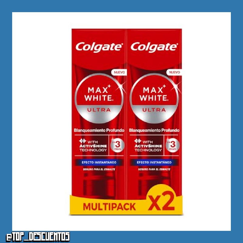 Colgate Max White Ultra Pasta de dientes Efecto Instantáneo, Blanquea las Manchas Profundas en 3 Días, la Tecnología ActiveShine Suaviza la Superficie del Esmalte para Reflejar la Luz, Sabor Mejorado