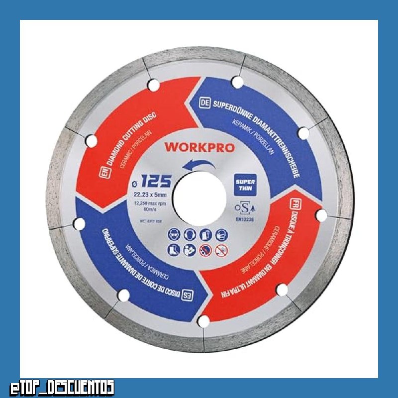 WORKPRO Disco Diamante Ultrafino 125mm, Corte Cerámica y Azulejos