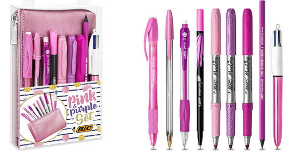 Set Bic Pink & Purple con estuche y 9 accesorios de escritura por sólo 12,59€ (-19%)