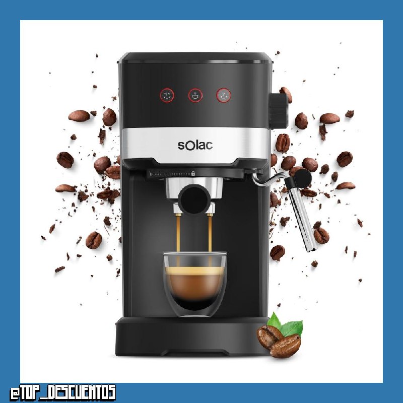 Solac Taste Slim Basic 1100W - Cafetera 20 Bar| Espresso o Capuccino en Casa| Vaporizador Orientable, Espuma Leche| 1-2 Cafés| Molido o monodosis| Calienta líquidos| Compacta 16x31x30