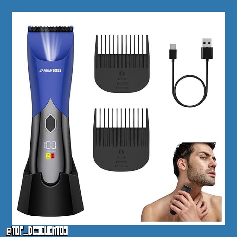BarberBoss Afeitadora corporal inalámbrica para hombre, afeitadora eléctrica de cuerpo completo, afeitadora íntima con diseño a prueba de salpicaduras, afeitadora de pelos y vello púbico para hombres