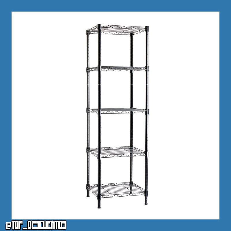 Amazon Basics Estantería ajustable con 5 baldas, Negro, 40.6 cm x 40.6 cm x 137 cm (profundidad x ancho x alto)