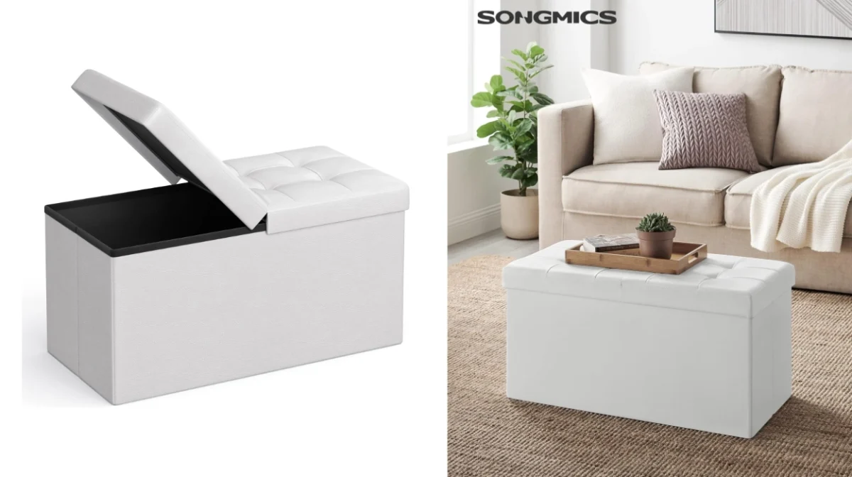 Banco de almacenamiento plegable Songmics de 89 L y asiento acolchado por sólo 24,79€ (-27%)