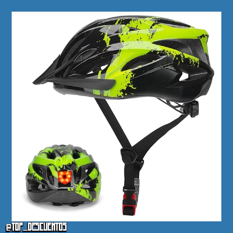 Casco Bicicleta Adulto, Casco Ciclismo con Luz Ajustable 57-62cm