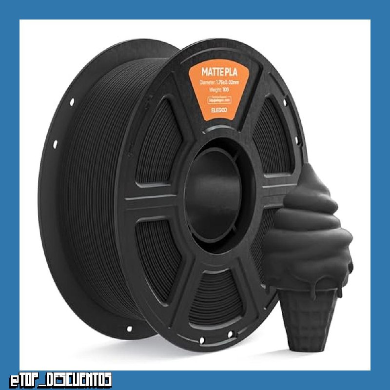 ELEGOO Filamento PLA MATE 1.75 1KG Negro