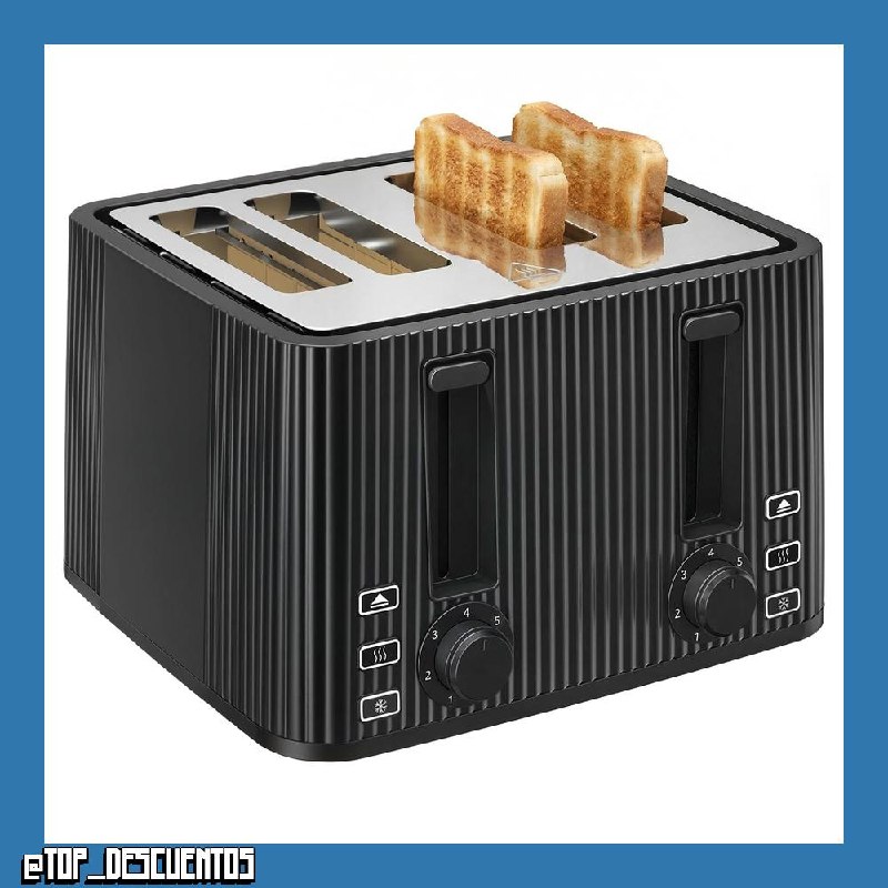 HOMCOM Tostadora 4 Ranuras Anchas 7 Niveles de Tostado, 1710W, Negro