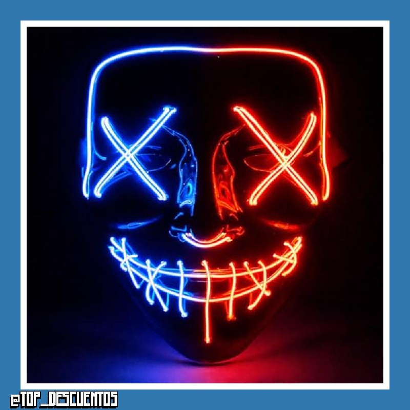 TK Gruppe Timo Klingler Máscara LED de Halloween estilo Purge, iluminación regulable y rostro luminoso – Disfraz para hombres y mujeres para Halloween y carnaval (selección de colores)