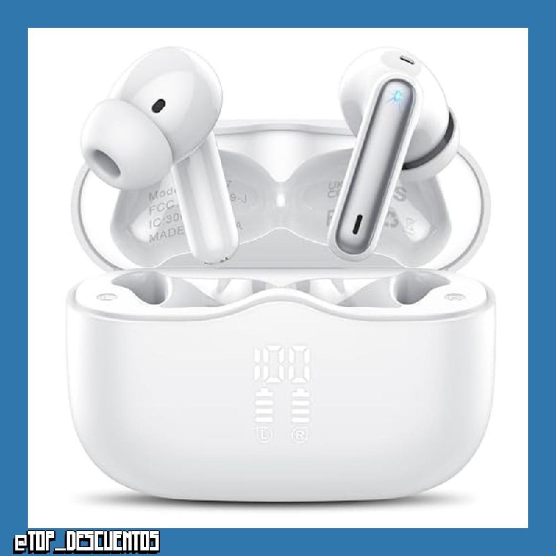 Auriculares Inalámbricos Bluetooth,HiFi Estéreo Cascos Bluetooth 5.4,Blanco