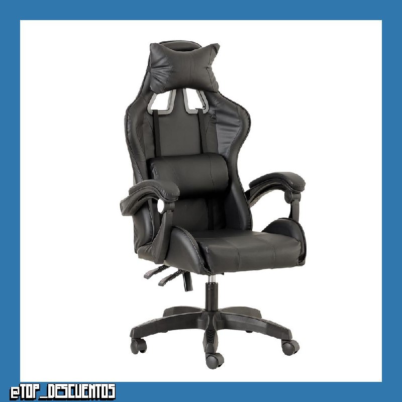 Baroni Home - Silla De Gaming Color Negro, Silla Ergonómica de Oficina con Respaldo Regulable de 90° a 120°, con Reposacabezas, reposabrazos y Soporte Lumbar. Rotación omnidireccional de 360°