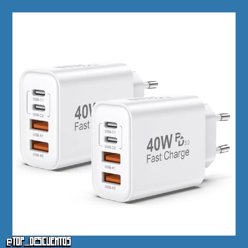 BSTOEM Cargador Carga Rapida USB C 40W 2Pack Multiple Enchufe Tipo C Móvil