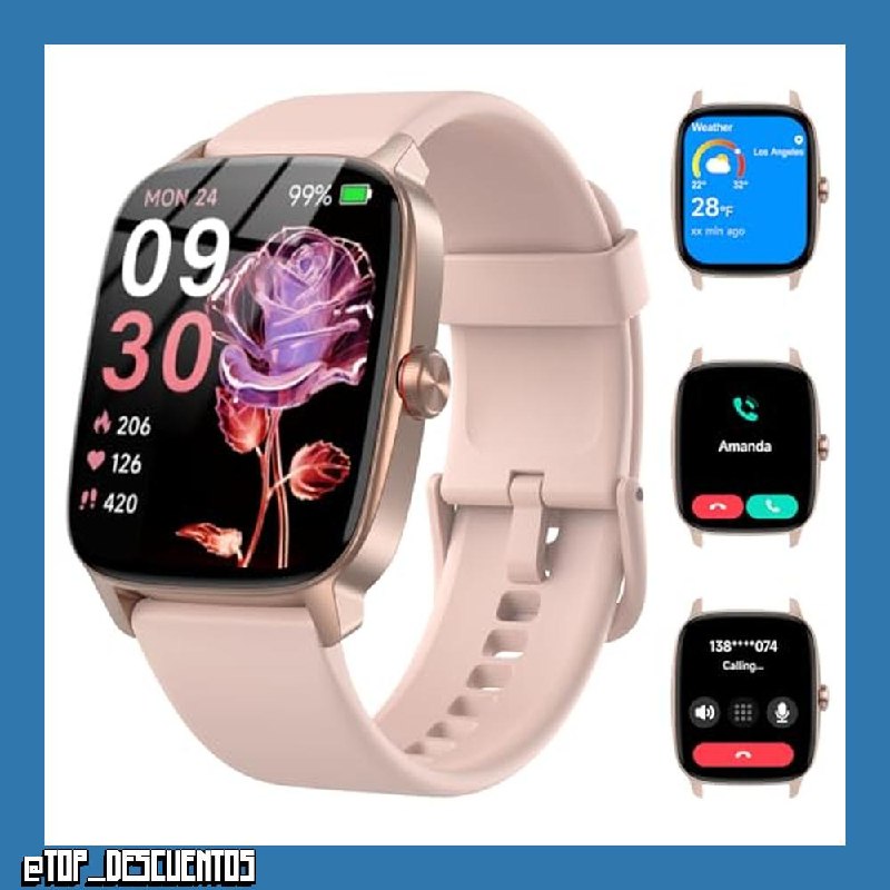 Reloj Inteligente Mujer Hombre con Llamadas Bluetooth y Voz AI, 1.85'' Smartwatch con Whatsapp Notificación, Pulsómetro/SpO2/Sueño/Podómetro, 110+ Modos Deportivos, Impermeable IP68 para iOS/Android