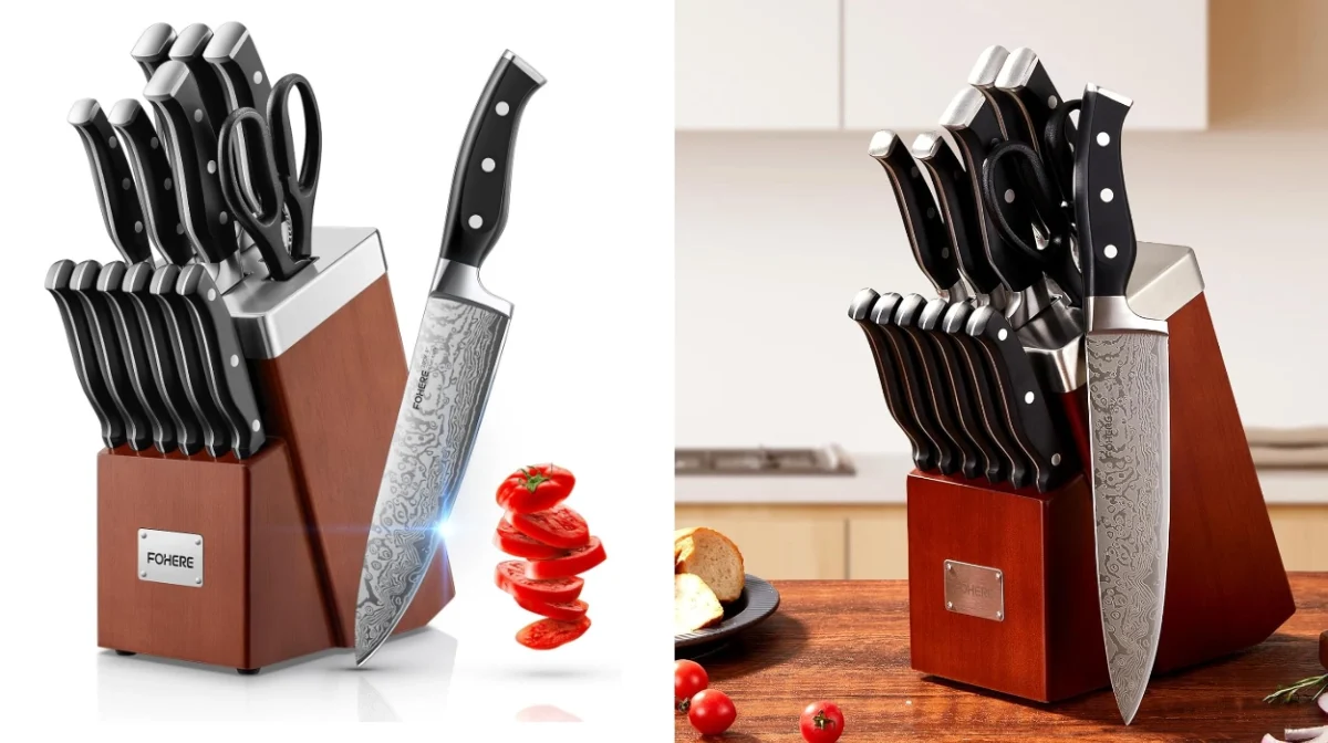 Tacoma completa de cuchillos Fohere con auto-afilado de 14 piezas por sólo 47,49€ con envío gratis (-32%)