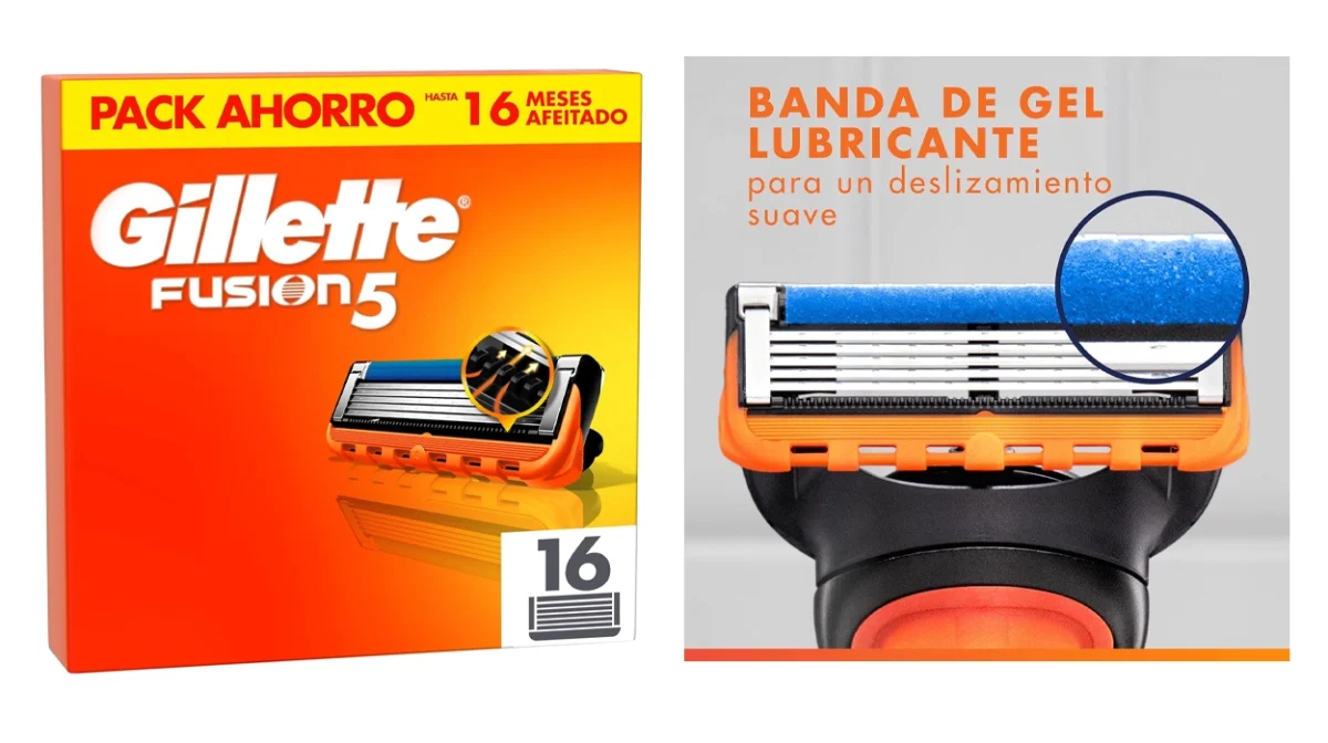 16 recambios Gillette Fusion5 al mejor precio en Amazon (-31%) ¡A 2,81€ cada uno!
