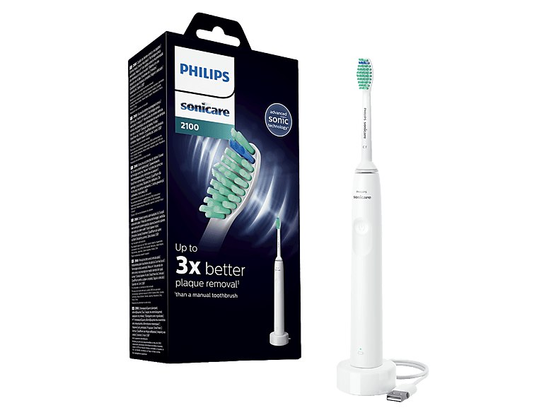 Philips - Cepillo eléctrico Sonicare 2100 HX3651/13, Tecnología sónica, temporiz
