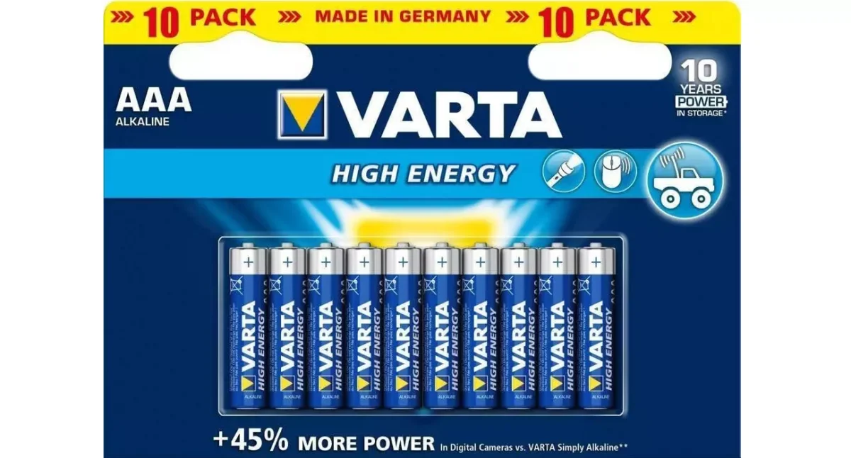 Pack x10 pilas alcalinas Varta AAA Longlife Power por sólo 4,72€ (57% de descuento)