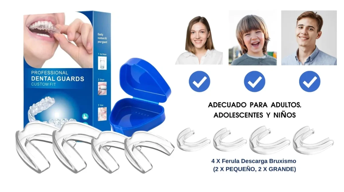 Pack x4 férulas de descarga para bruxismo nocturno en 2 tamaños ajustables para dormir por sólo 9,49€ (-32%)