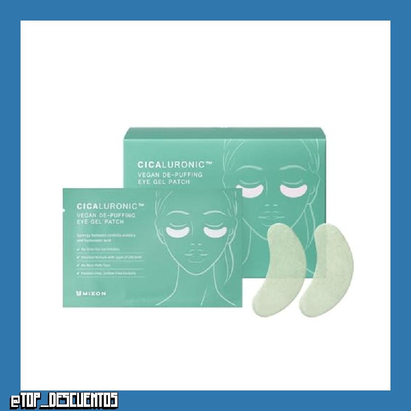 MIZON Parche vegano en gel de Cicalurónico para los ojos (21 pares) Antiinflamatorio con oro 24K y Cica, reduce la hinchazón, las ojeras y las arrugas (Cicaluronic Vegan De-puffing Eye Gel Patch)