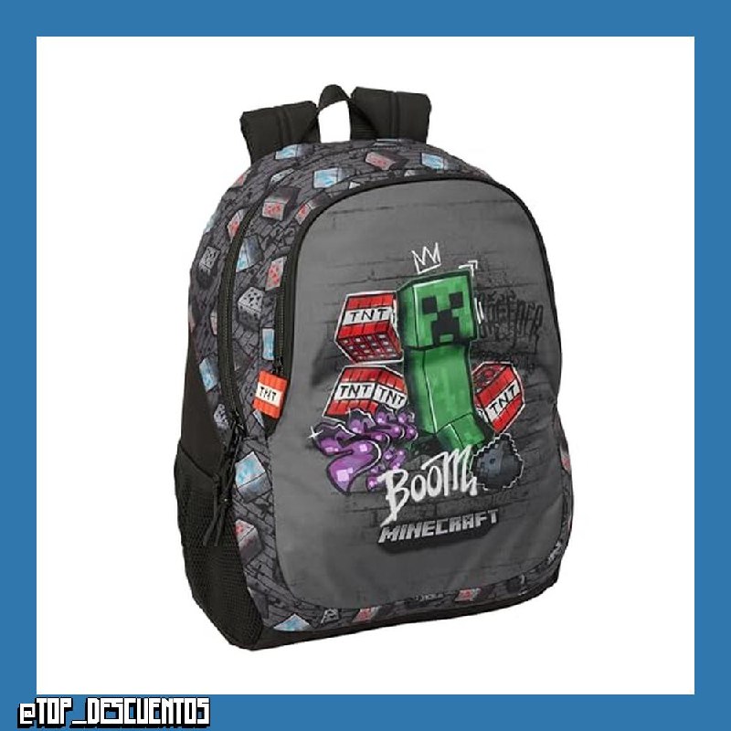 MINECRAFT GRAFFITI - Mochila Escolar Infantil, Ideal para Niños de Diferentes Edades, Cómoda y Versátil, Calidad y Resistencia, 32x16x44 cm