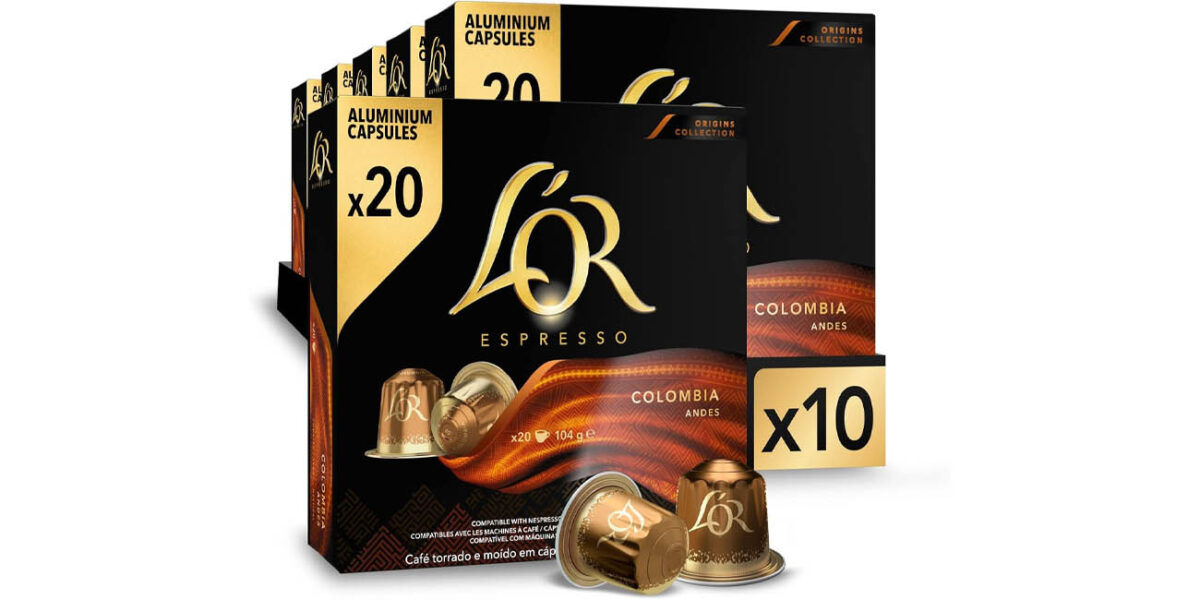 Pack x200 cápsulas L'OR Espresso Colombia por sólo 54,98€ con envío gratis (-33%) ¡0,27€ cada una!