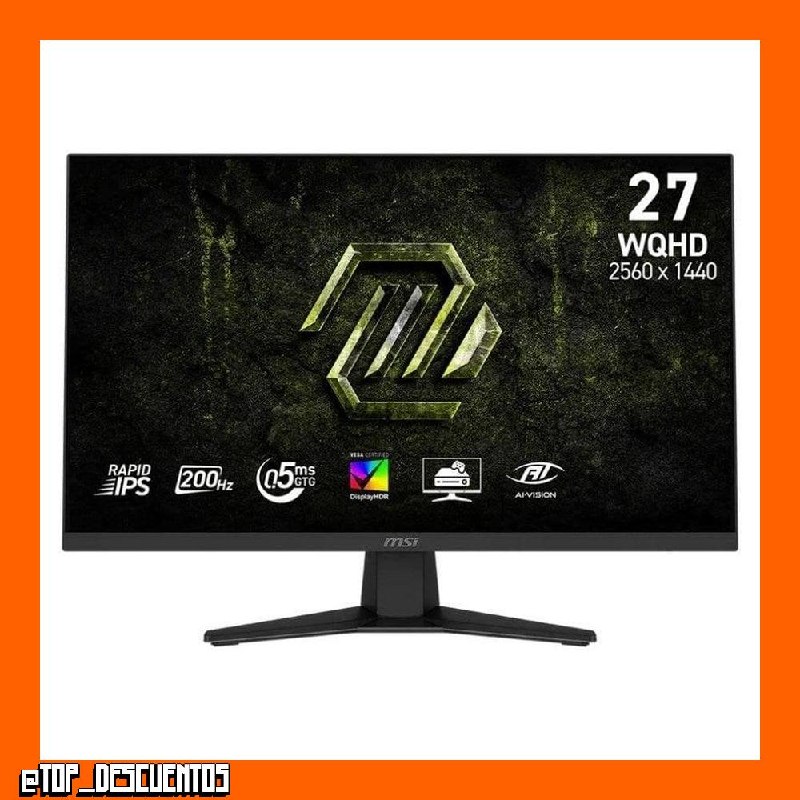 Monitor MSI MAG 274QF E20 27" WQHD 200Hz IPS Plano VESA DisplayHDR 400 Tiempo de Respuesta 0,5 ms