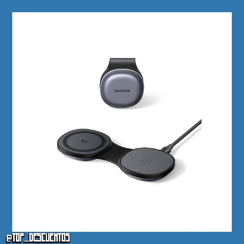 UGREEN MagFlow Qi2 25W Cargador Inalámbrico 2 en 1 Flexible MagSafe