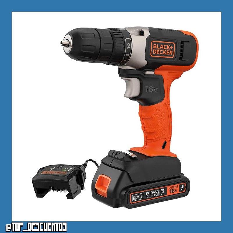 BLACK+DECKER Taladro atornillador sin cable 18 V, BCD001C1-QW