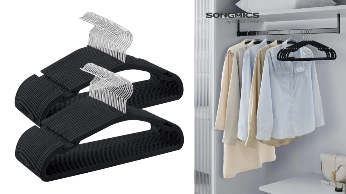 50 perchas Songmics de terciopelo antideslizantes y compactas por sólo 13,49€ (-25%)
