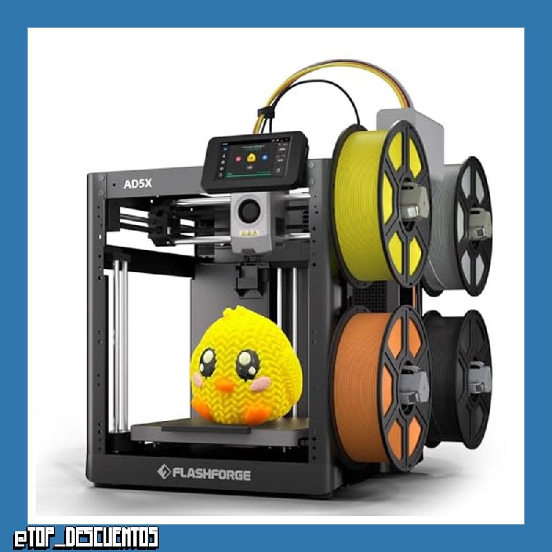 Impresora 3D Multicolor Flashforge AD5X para impresión de Alta Velocidad en 4 Colores, Velocidad máxima de 600 mm/s, nivelación automática con un Solo Clic, Impresora 3D multimaterial con IFS