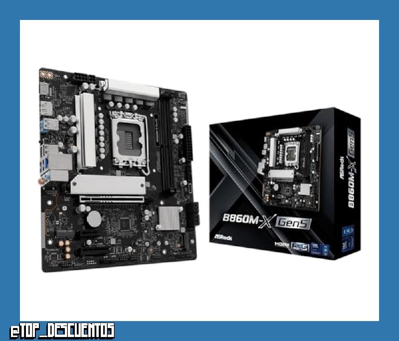 ASRock Placa Base B860M-X Gen5, Micro ATX, zócalo LGA1851, Chip Intel B860, DDR5 hasta 9066+ MHz, PCIe 5.0