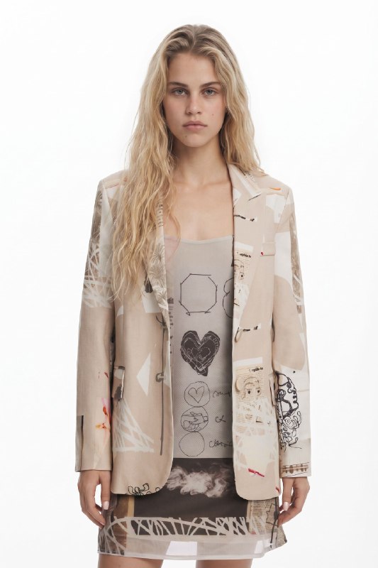Desigual, Chaqueta diseñada por Mr. Christian Lacroix, Algodon, MarróN, XS