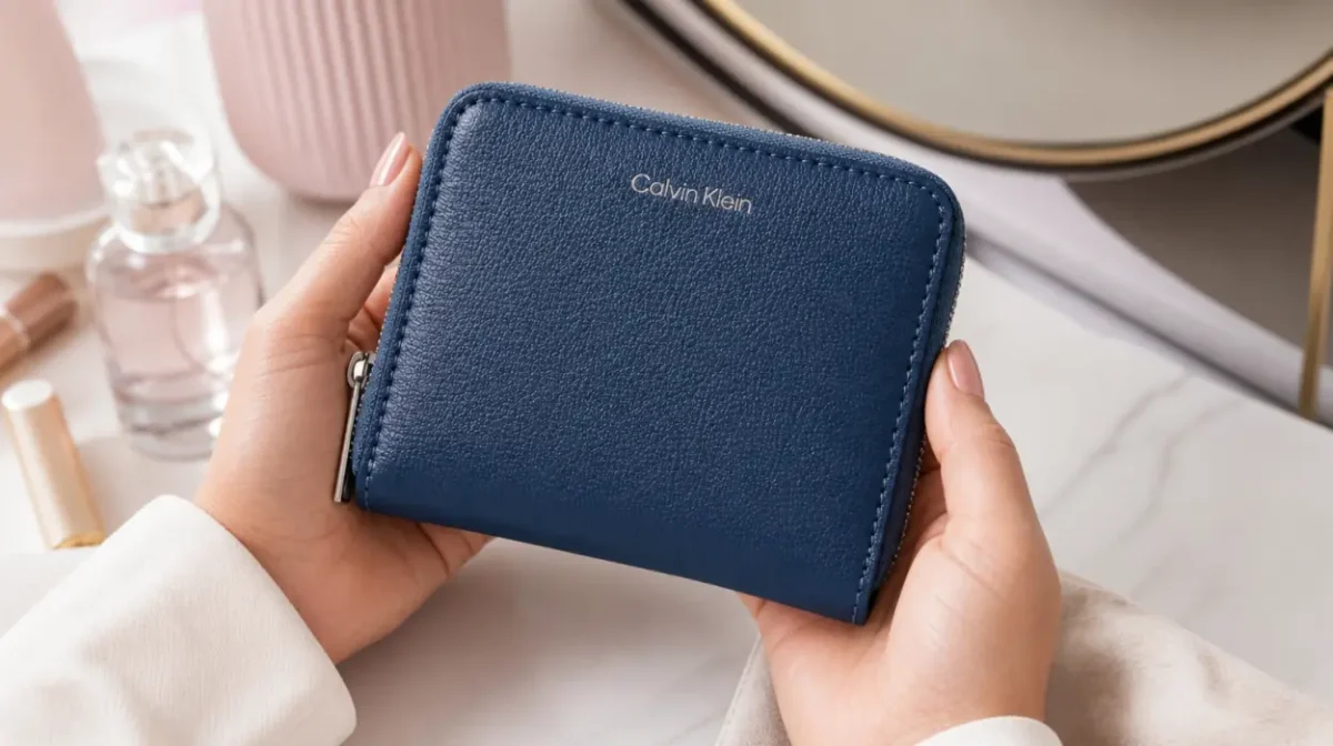 Cartera para mujer Calvin Klein Foil Logo Medium Zip Around en azul por sólo 28,70€ (-52%)